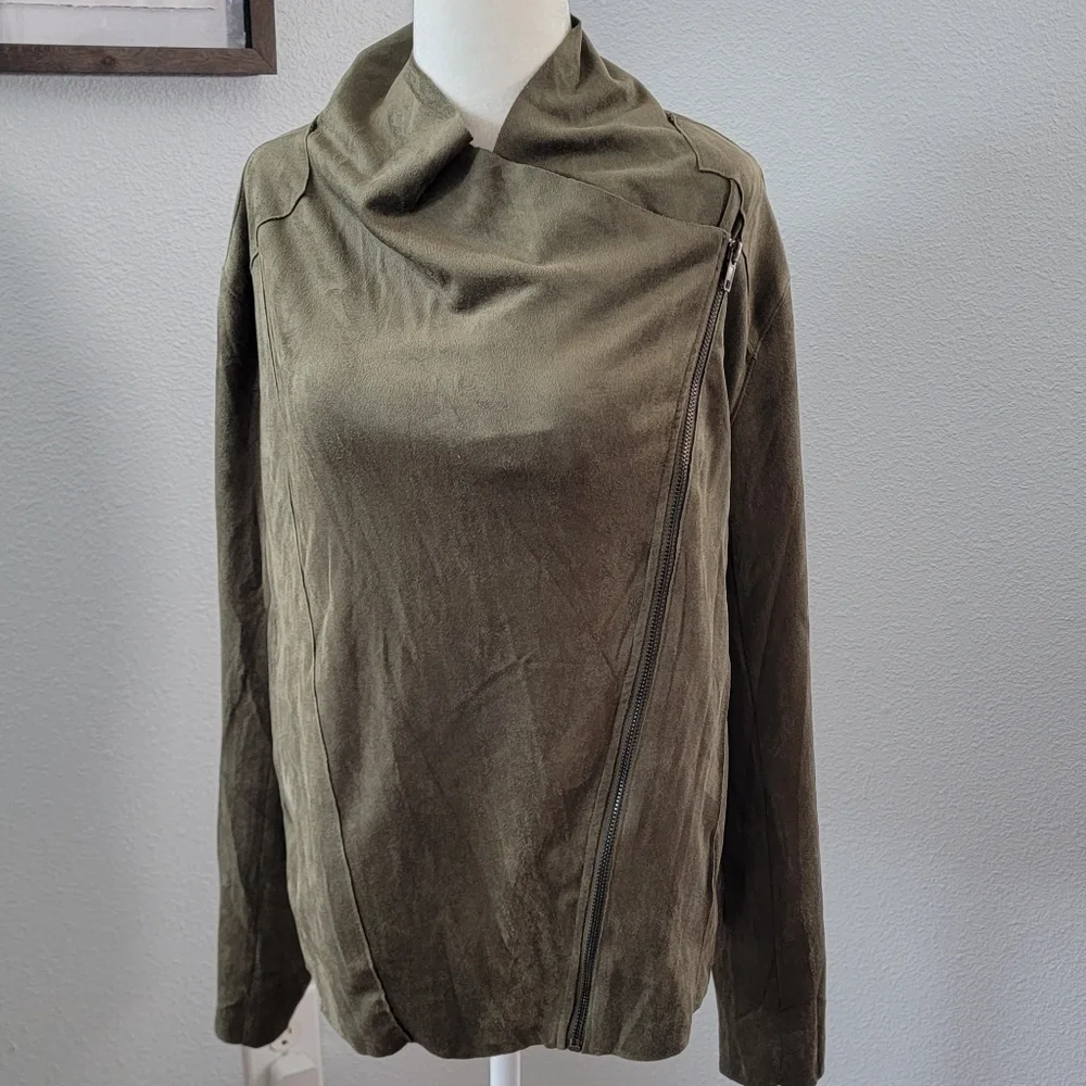 KORI America suede Moto Jacket Olive size Small
